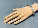 Signed Rare Technique Vintage Native American Navajo Sterling Silver Bracelet-Nativo Arts