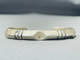 Signed Rare Technique Vintage Native American Navajo Sterling Silver Bracelet-Nativo Arts