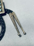 Signed Sam Smith Amazing Vintage Native American Navajo Kingman Turquoise Sterling Silver Bolo-Nativo Arts