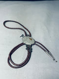 Signed Tremendous Vintage Native American Navajo Sterling Silver & 14k Gold Bolo-Nativo Arts