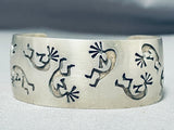 Signed Vintage Hopi/ Navajo Sterling Silver Kokopelli Bracelet-Nativo Arts