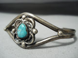 Signed Vintage Native American Navajo Carico Lake Turquoise Sterling Silver Bracelet Old-Nativo Arts