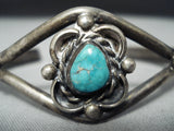 Signed Vintage Native American Navajo Carico Lake Turquoise Sterling Silver Bracelet Old-Nativo Arts