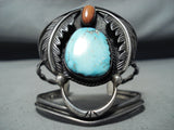 Signed Vintage Native American Navajo Kingman Turquoise Sterling Silver Bracelet-Nativo Arts