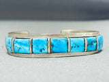 Signed Vintage Native American Navajo Sleeping Beauty Turquoise Sterling Silver Bracelet-Nativo Arts