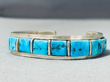 Signed Vintage Native American Navajo Sleeping Beauty Turquoise Sterling Silver Bracelet-Nativo Arts