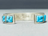 Signed Vintage Native American Navajo Sleeping Beauty Turquoise Sterling Silver Bracelet-Nativo Arts
