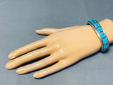 Signed Vintage Native American Navajo Sleeping Beauty Turquoise Sterling Silver Bracelet-Nativo Arts