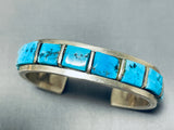 Signed Vintage Native American Navajo Sleeping Beauty Turquoise Sterling Silver Bracelet-Nativo Arts