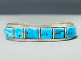 Signed Vintage Native American Navajo Sleeping Beauty Turquoise Sterling Silver Bracelet-Nativo Arts