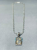 Signed Vintage Native American Navajo Turquoise Sterling Silver Kokopelli Necklace-Nativo Arts