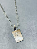 Signed Vintage Native American Navajo Turquoise Sterling Silver Kokopelli Necklace-Nativo Arts