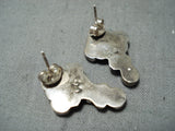 Signed Vintage Native American Zuni Turquoise Sterling Silver Cross Earrings Old-Nativo Arts