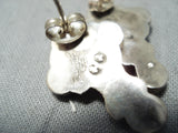 Signed Vintage Native American Zuni Turquoise Sterling Silver Cross Earrings Old-Nativo Arts