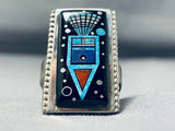 Significantly Intricate Vintage Native American Navajo Turquoise Sterling Silver Ring-Nativo Arts