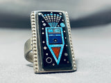 Significantly Intricate Vintage Native American Navajo Turquoise Sterling Silver Ring-Nativo Arts