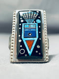 Significantly Intricate Vintage Native American Navajo Turquoise Sterling Silver Ring-Nativo Arts