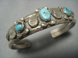 Sky Blue Turquyoise Vintage Navajo Sterling Native American Jewelry Silver Bracelet Old Cuff-Nativo Arts
