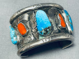 Small Wrist Very Rare Wide Vintage Native American Navajo Turquoise Sterling Silver Bracelet-Nativo Arts