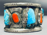 Small Wrist Very Rare Wide Vintage Native American Navajo Turquoise Sterling Silver Bracelet-Nativo Arts