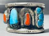 Small Wrist Very Rare Wide Vintage Native American Navajo Turquoise Sterling Silver Bracelet-Nativo Arts