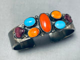 Small Wrist Vintage Native American Navajo Turquoise Sterling Silver Spiny Oyster Bracelet-Nativo Arts