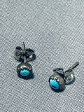 Smaller Vintage Native American Navajo Turquoise Sterling Silver Earrings Old-Nativo Arts