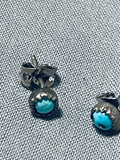 Smaller Vintage Native American Navajo Turquoise Sterling Silver Earrings Old-Nativo Arts