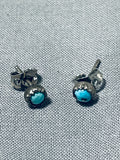Smaller Vintage Native American Navajo Turquoise Sterling Silver Earrings Old-Nativo Arts