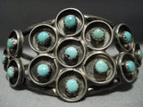 Snake Eyes Green Turquoise Vintage Navajo Sterling Silver Bracelet Old-Nativo Arts