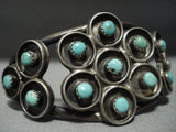 Snake Eyes Green Turquoise Vintage Navajo Sterling Silver Bracelet Old-Nativo Arts