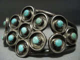 Snake Eyes Green Turquoise Vintage Navajo Sterling Silver Bracelet Old-Nativo Arts