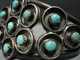 Snake Eyes Green Turquoise Vintage Navajo Sterling Silver Bracelet Old-Nativo Arts