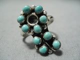 Snake Eyes Turquoise Vintage Native American Navajo Sterling Silver Flower Ring Old-Nativo Arts