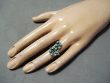 Snake Eyes Turquoise Vintage Native American Navajo Sterling Silver Flower Ring Old-Nativo Arts