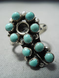 Snake Eyes Turquoise Vintage Native American Navajo Sterling Silver Flower Ring Old-Nativo Arts