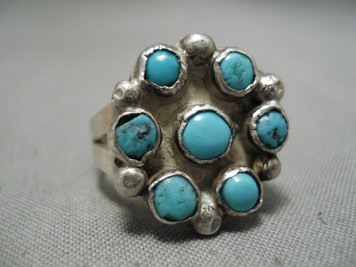Snake Eyes Turquoise Vintage Navajo Sterling Silver Native American Ri ...