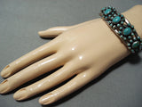 Snake Eyes Vintage Native American Navajo Turquoise Satellite Sterling Silver Bracelet-Nativo Arts