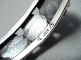 Snake Eyes Vintage Native American Navajo Turquoise Satellite Sterling Silver Bracelet-Nativo Arts