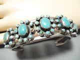 Snake Eyes Vintage Native American Navajo Turquoise Satellite Sterling Silver Bracelet-Nativo Arts