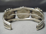 So Detailed!! Vintage Native American Navajo Turquoise Sterling Silver Repoussed Bracelet-Nativo Arts
