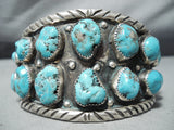 So Heavy Vintage Native American Navajo Turquoise Nugget Sterling Silver Bracelet-Nativo Arts