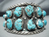 So Heavy Vintage Native American Navajo Turquoise Nugget Sterling Silver Bracelet-Nativo Arts
