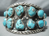 So Heavy Vintage Native American Navajo Turquoise Nugget Sterling Silver Bracelet-Nativo Arts