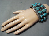 So Heavy Vintage Native American Navajo Turquoise Nugget Sterling Silver Bracelet-Nativo Arts