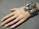 So Unique!! Vintage Native American Navajo Towering Royston Turquoise Sterling Silver Bracelet-Nativo Arts