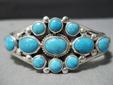 Special Verdy Jake Native American Navajo Blue Gem Turquoise Sterling Silver Bracelet Old-Nativo Arts