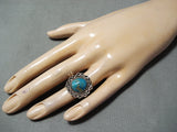 Special Vintage Native American Navajo Pilot Mountain Turquoise Sterling Silver Ring Old-Nativo Arts