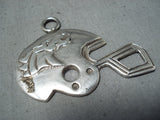 Special Vintage Native American Navajo Sterling Silver Broncos Football Helmet Pendant Old-Nativo Arts