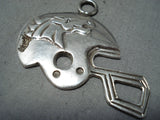 Special Vintage Native American Navajo Sterling Silver Broncos Football Helmet Pendant Old-Nativo Arts